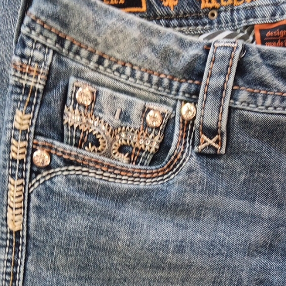 Rock Revival Blue Boot Cut Jeans with Faded Detailing - Picture 3 of 7